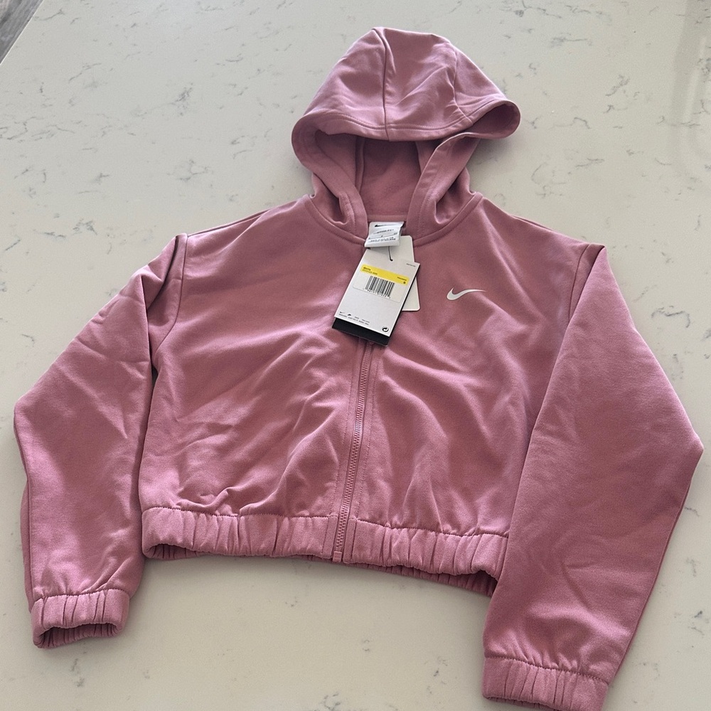 Nike Kids Girls Small Mauve Hooded Jacket therma fit NWT